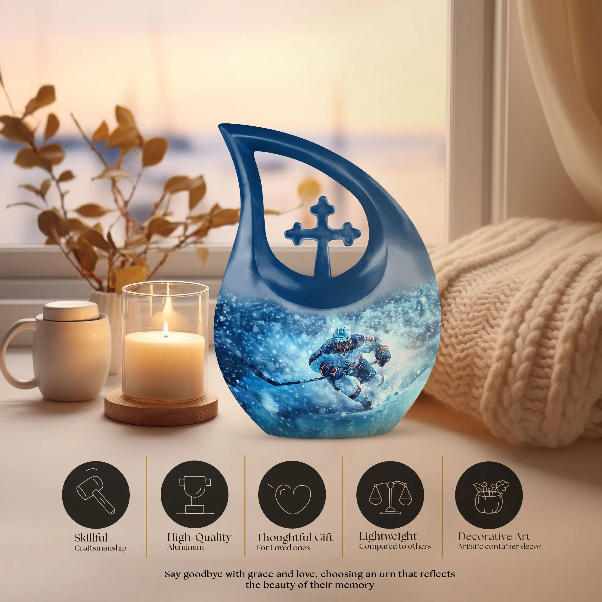 Ice Hockey Memorial Urn: Cremation Urn For Human Ashes