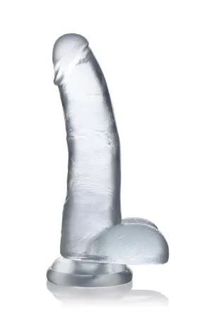 Jock C-thru 8 Clear Tpe Dong W/balls & Suction Cup