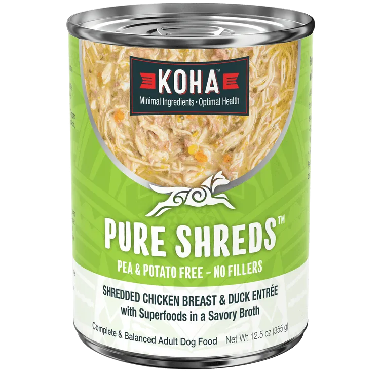 KOHA Pure Shreds Shredded Chicken Breast & Duck Entrée Canned Dog Food