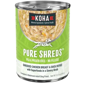 KOHA Pure Shreds Shredded Chicken Breast & Duck Entrée Canned Dog Food