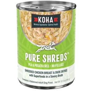 KOHA Pure Shreds Shredded Chicken Breast & Duck Entrée Canned Dog Food