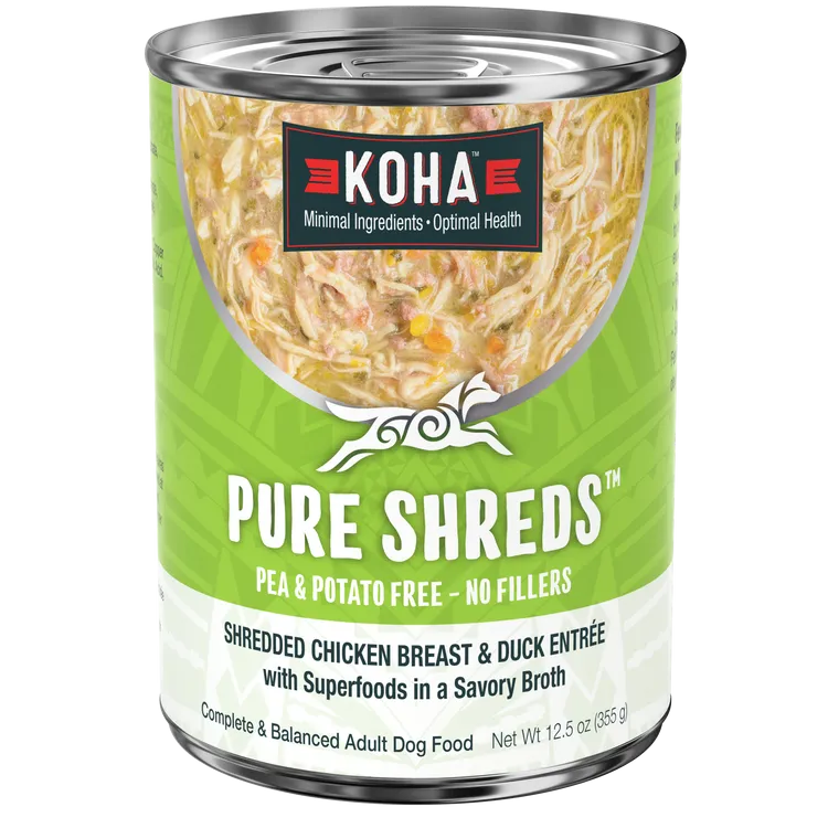 KOHA Pure Shreds Shredded Chicken Breast & Duck Entrée Canned Dog Food