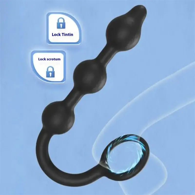 Locking Silicone Butt Plug With Inflatable Beads Stimulating Anal Toy