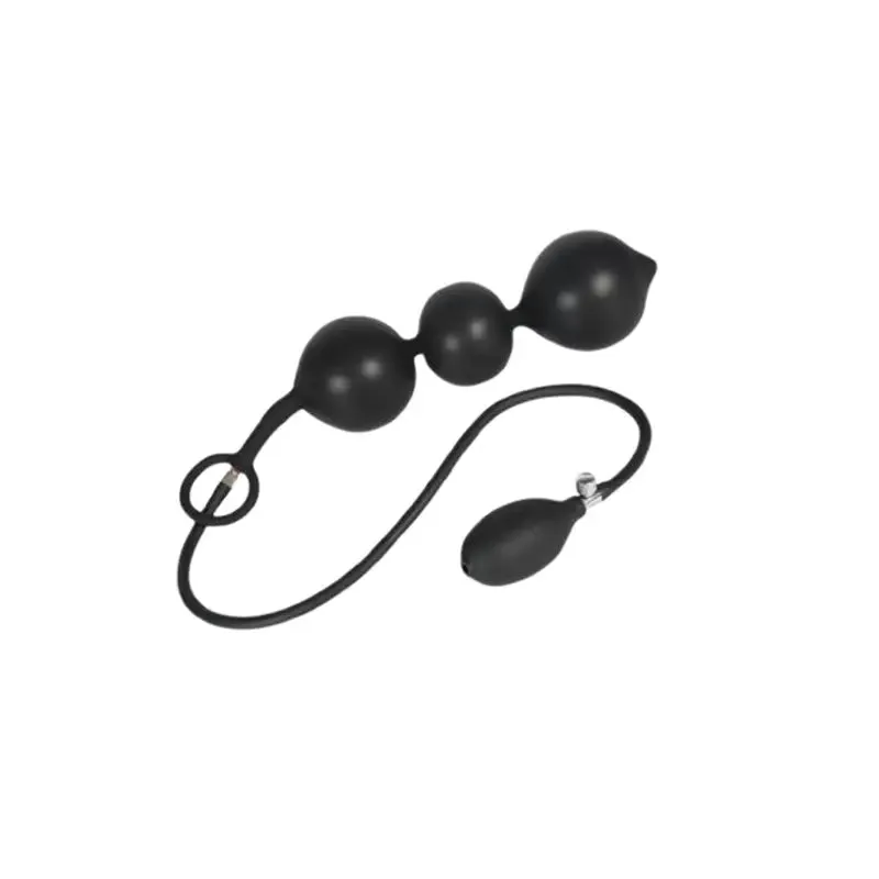 Locking Silicone Butt Plug With Inflatable Beads Stimulating Anal Toy