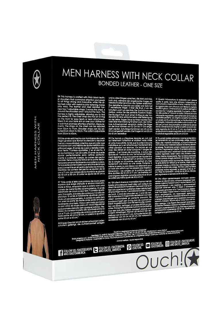 Men Harness With Neck Collar - One Size - Black
