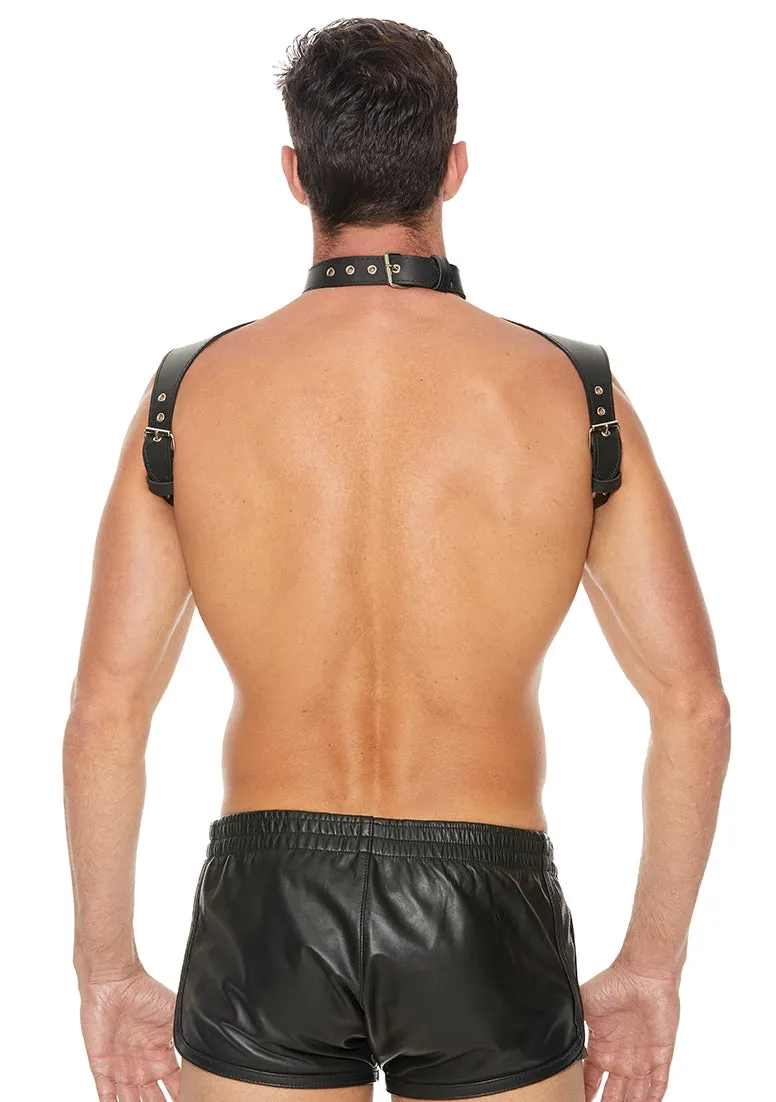 Men Harness With Neck Collar - One Size - Black