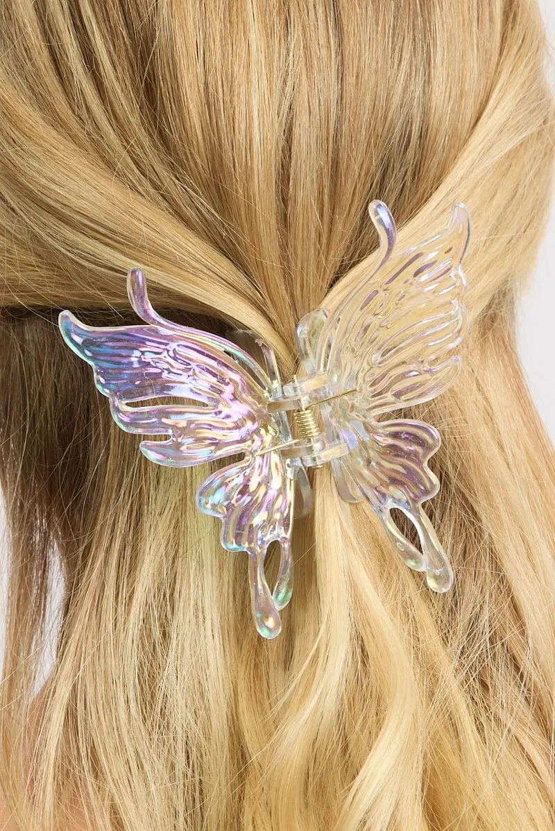 Metallic Iridescent Butterfly Claw Clip