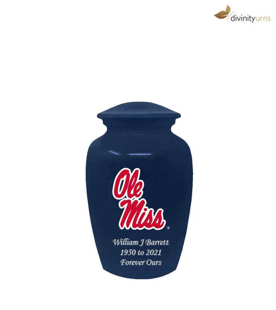 Mississippi Ole Miss Rebels Blue Collegiate Memorial Cremation Urn