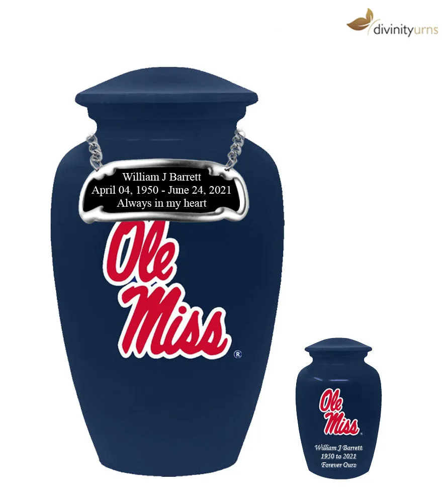 Mississippi Ole Miss Rebels Blue Collegiate Memorial Cremation Urn