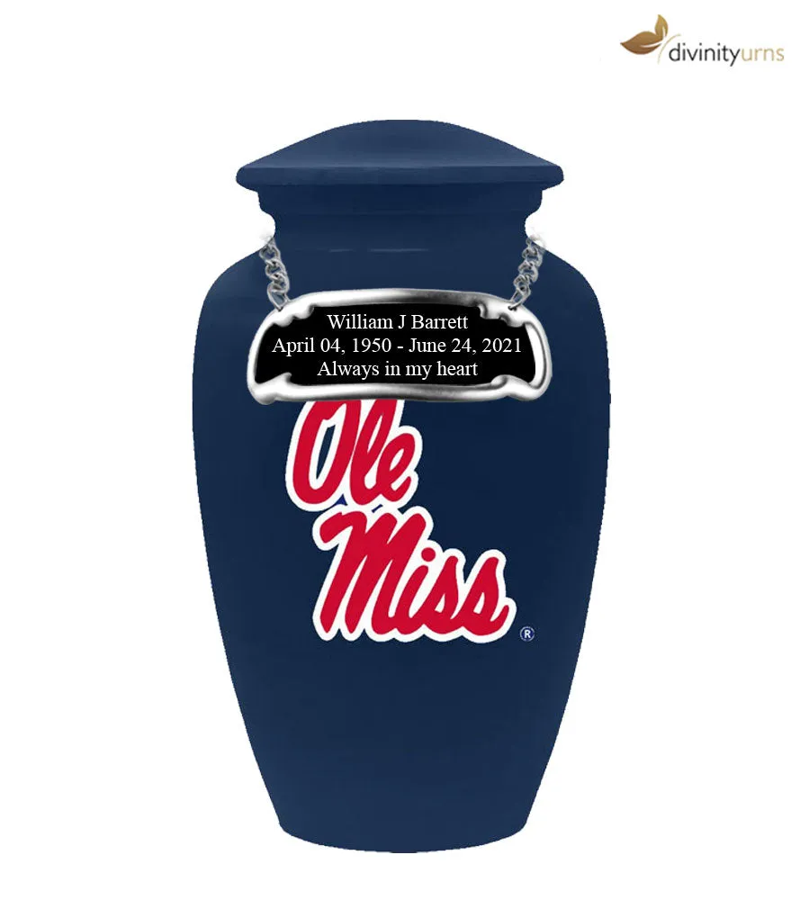 Mississippi Ole Miss Rebels Blue Collegiate Memorial Cremation Urn