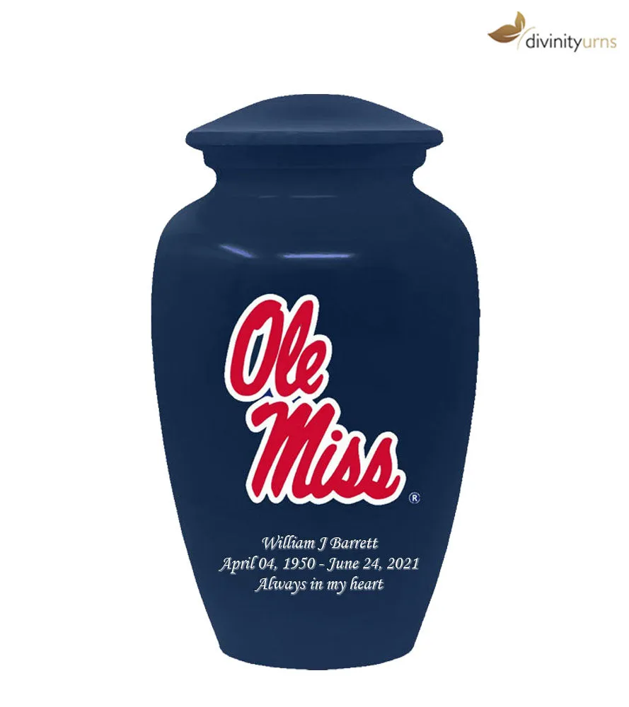 Mississippi Ole Miss Rebels Blue Collegiate Memorial Cremation Urn