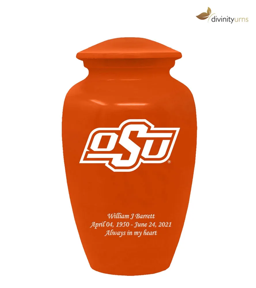 Oklahoma State University Cowboys Orange Memorial Cremation Urn