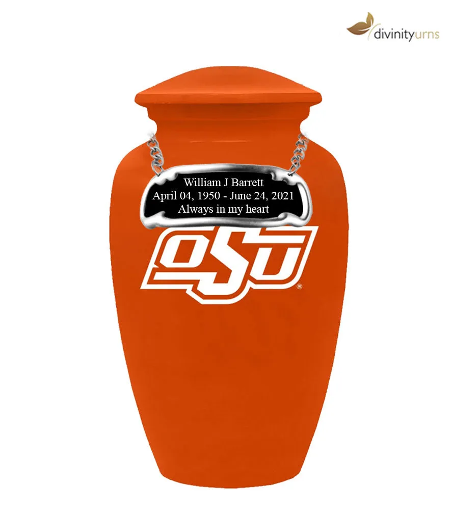 Oklahoma State University Cowboys Orange Memorial Cremation Urn