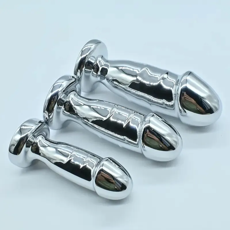 Realistic Golden-colored Metal Anal Plug Suitable For Both Men Women