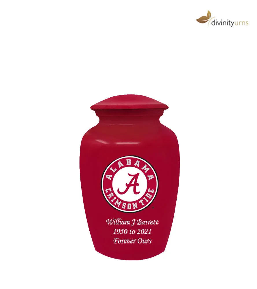 Red Alabama Crimson Tide Collegiate Football Cremation Urn with Seal Logo