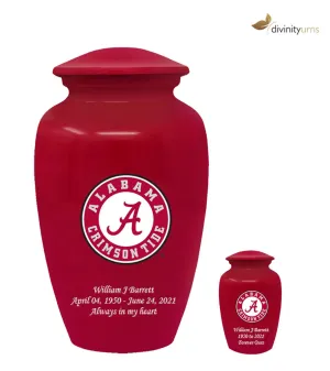 Red Alabama Crimson Tide Collegiate Football Cremation Urn with Seal Logo