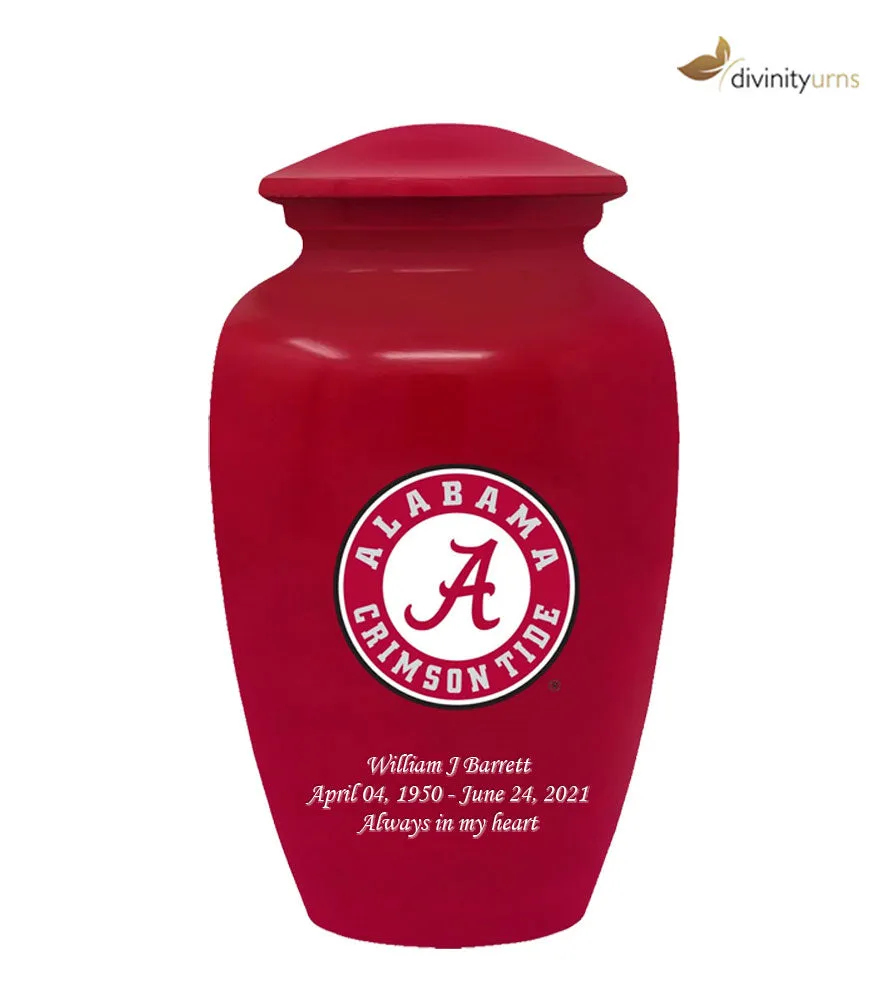 Red Alabama Crimson Tide Collegiate Football Cremation Urn with Seal Logo