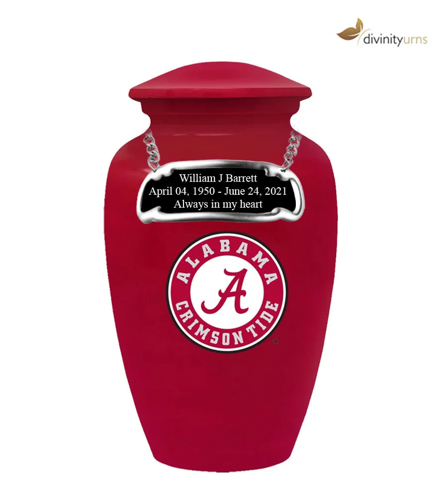 Red Alabama Crimson Tide Collegiate Football Cremation Urn with Seal Logo