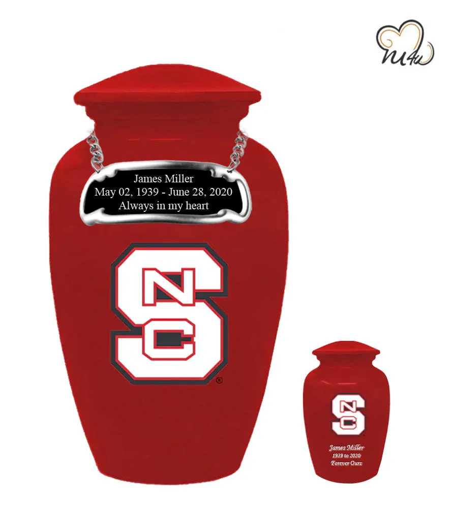 Red North Carolina State Wolfpack University College Cremation Urn