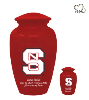 Red North Carolina State Wolfpack University College Cremation Urn