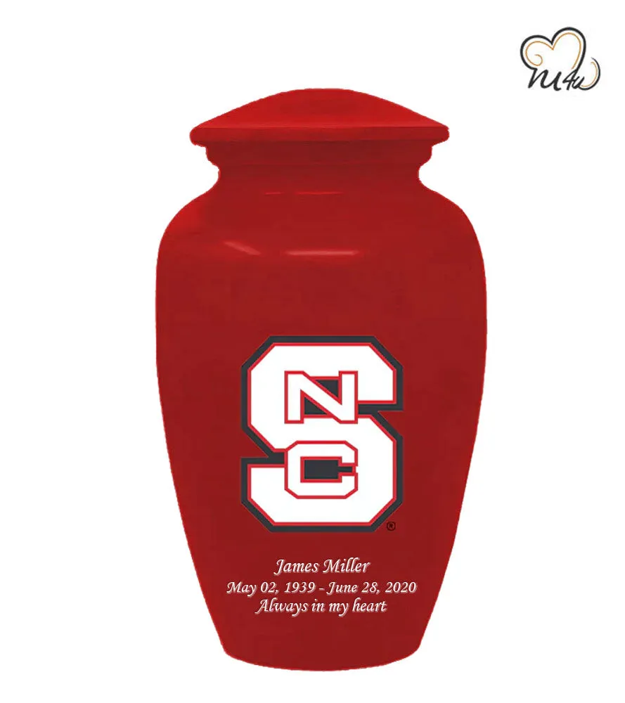 Red North Carolina State Wolfpack University College Cremation Urn