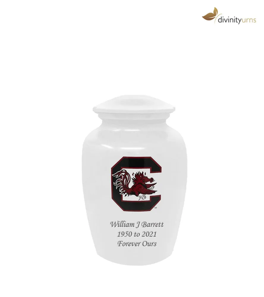 University of South Carolina Gamecocks White Memorial Cremation Urn