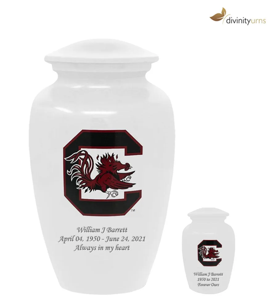 University of South Carolina Gamecocks White Memorial Cremation Urn