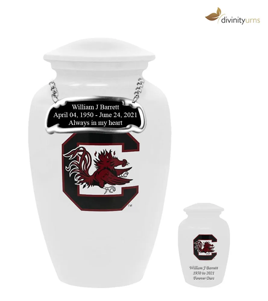University of South Carolina Gamecocks White Memorial Cremation Urn