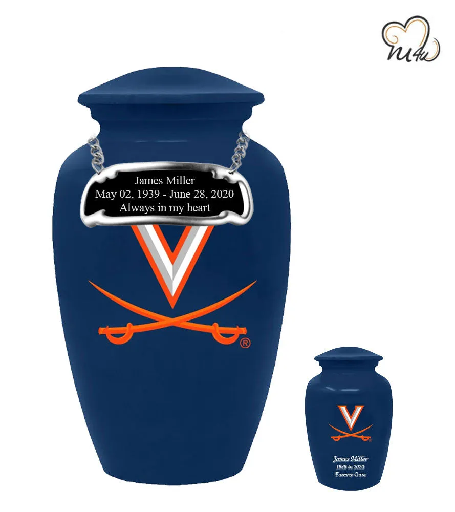University of Virginia Cavaliers College Cremation Urn - Blue