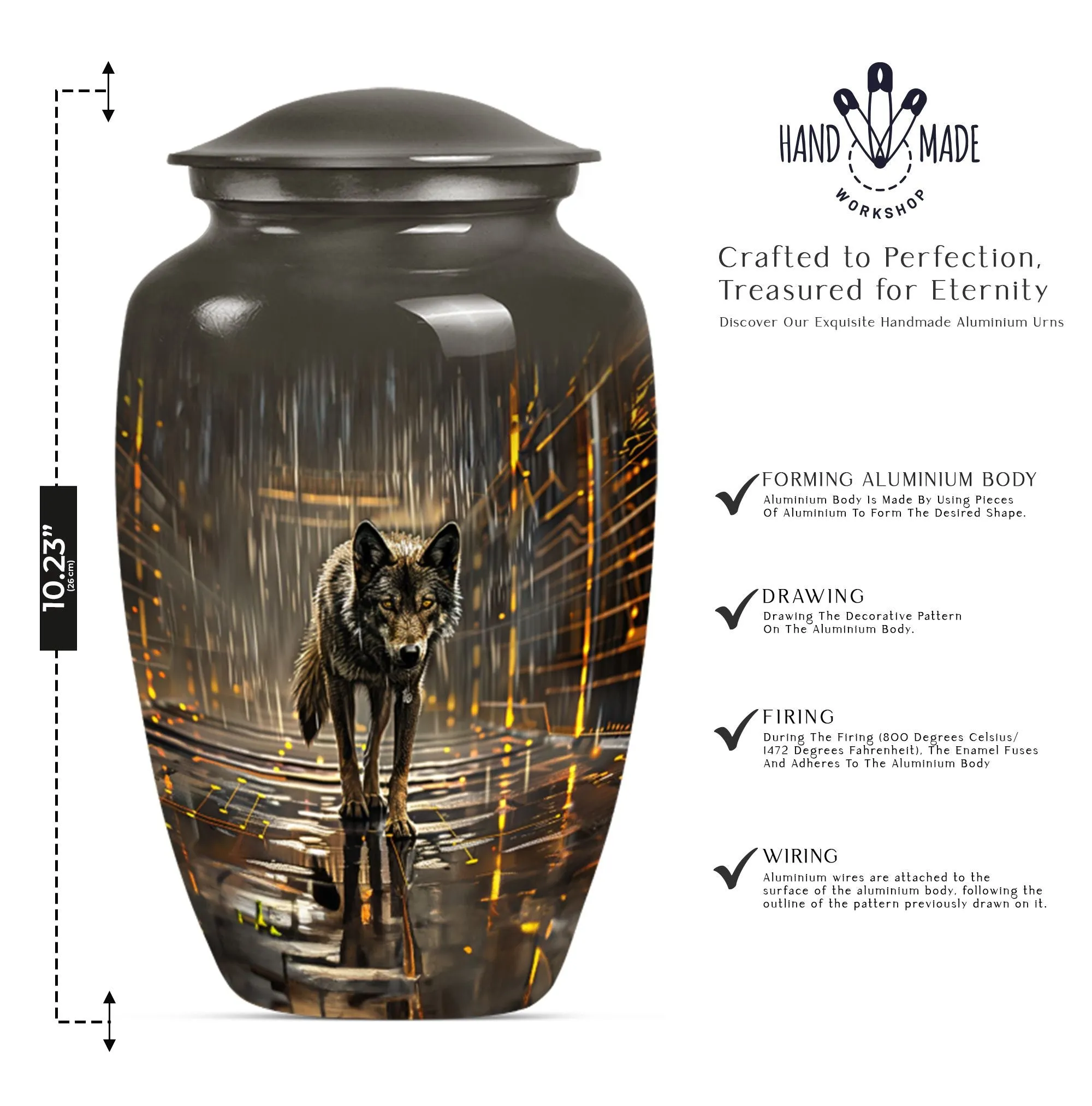 Wolf Themed Remnant Memorial - Premium Medium Cremation Urn