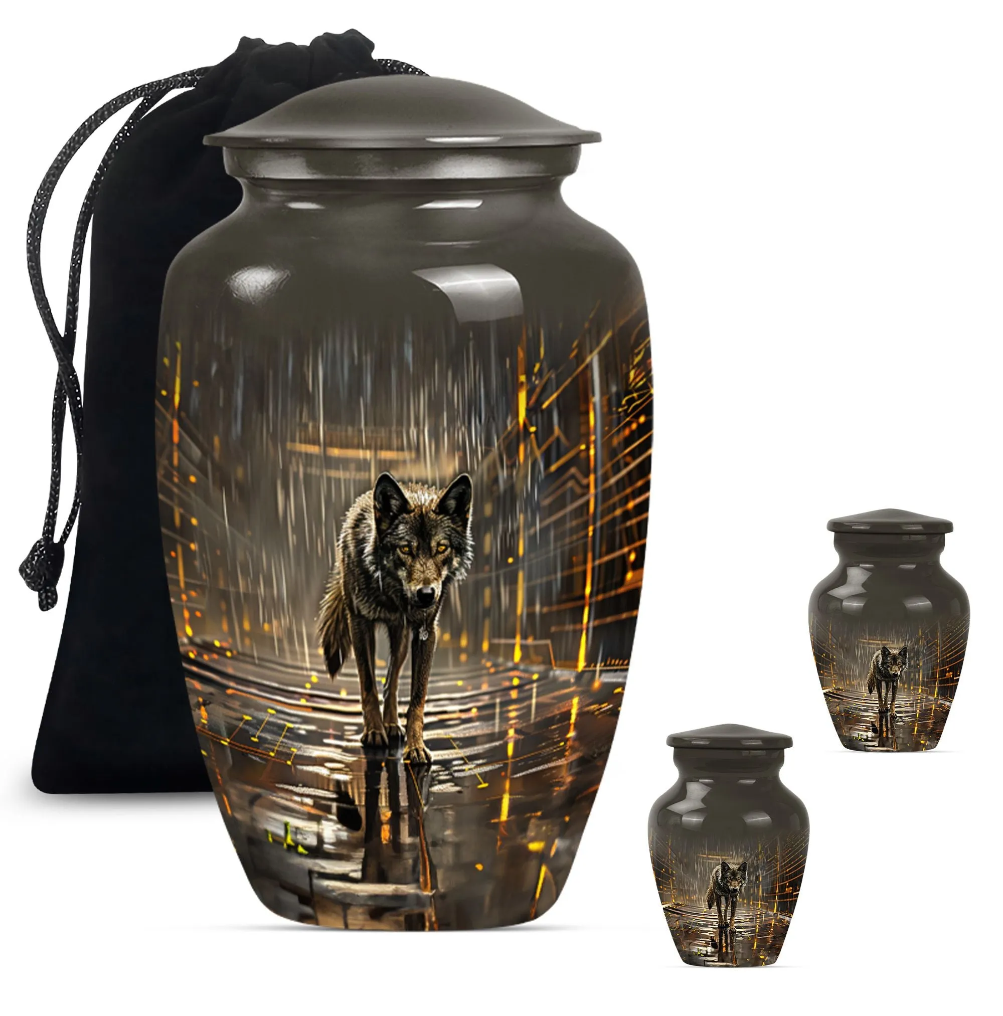 Wolf Themed Remnant Memorial - Premium Medium Cremation Urn