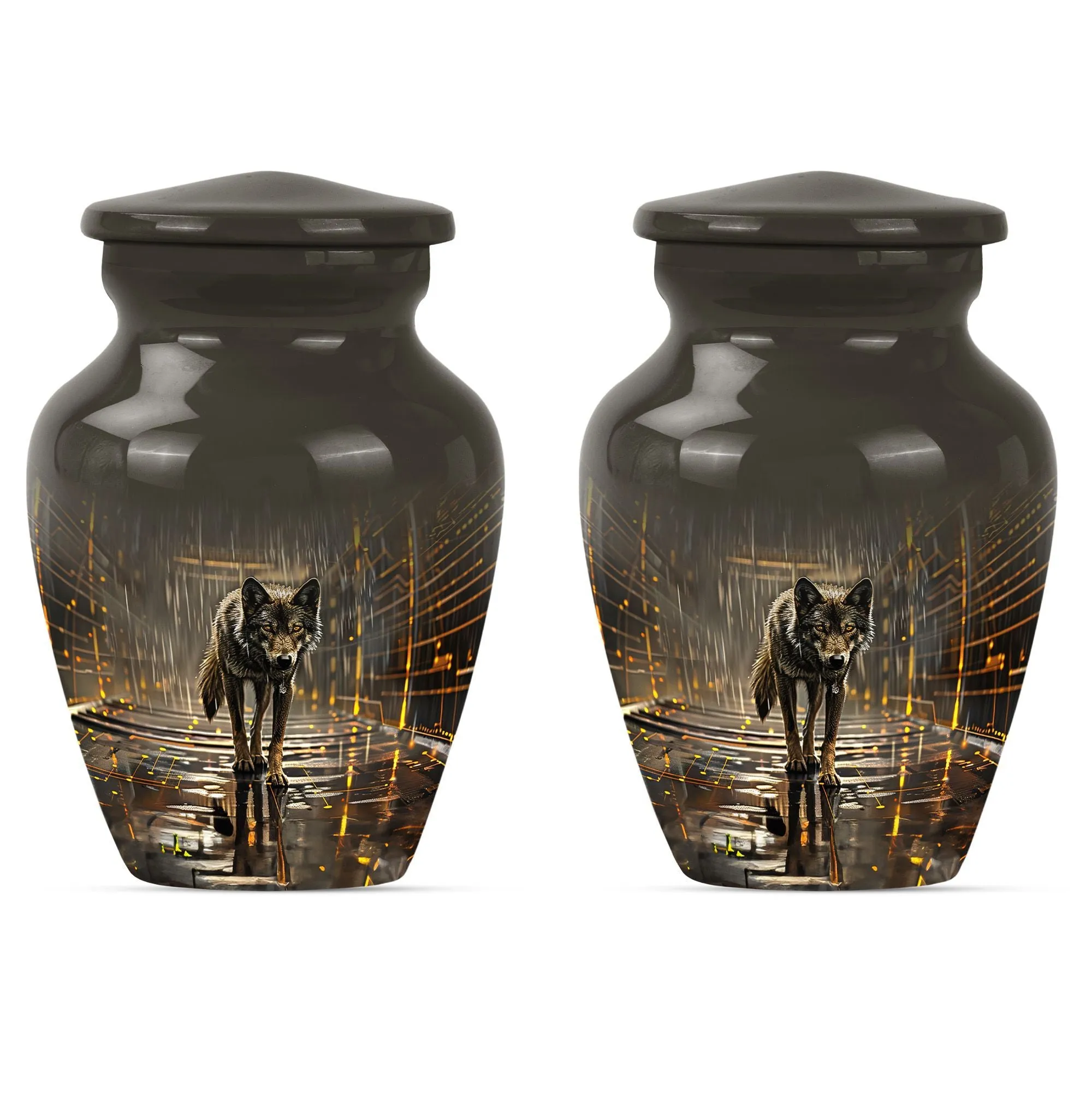 Wolf Themed Remnant Memorial - Premium Medium Cremation Urn