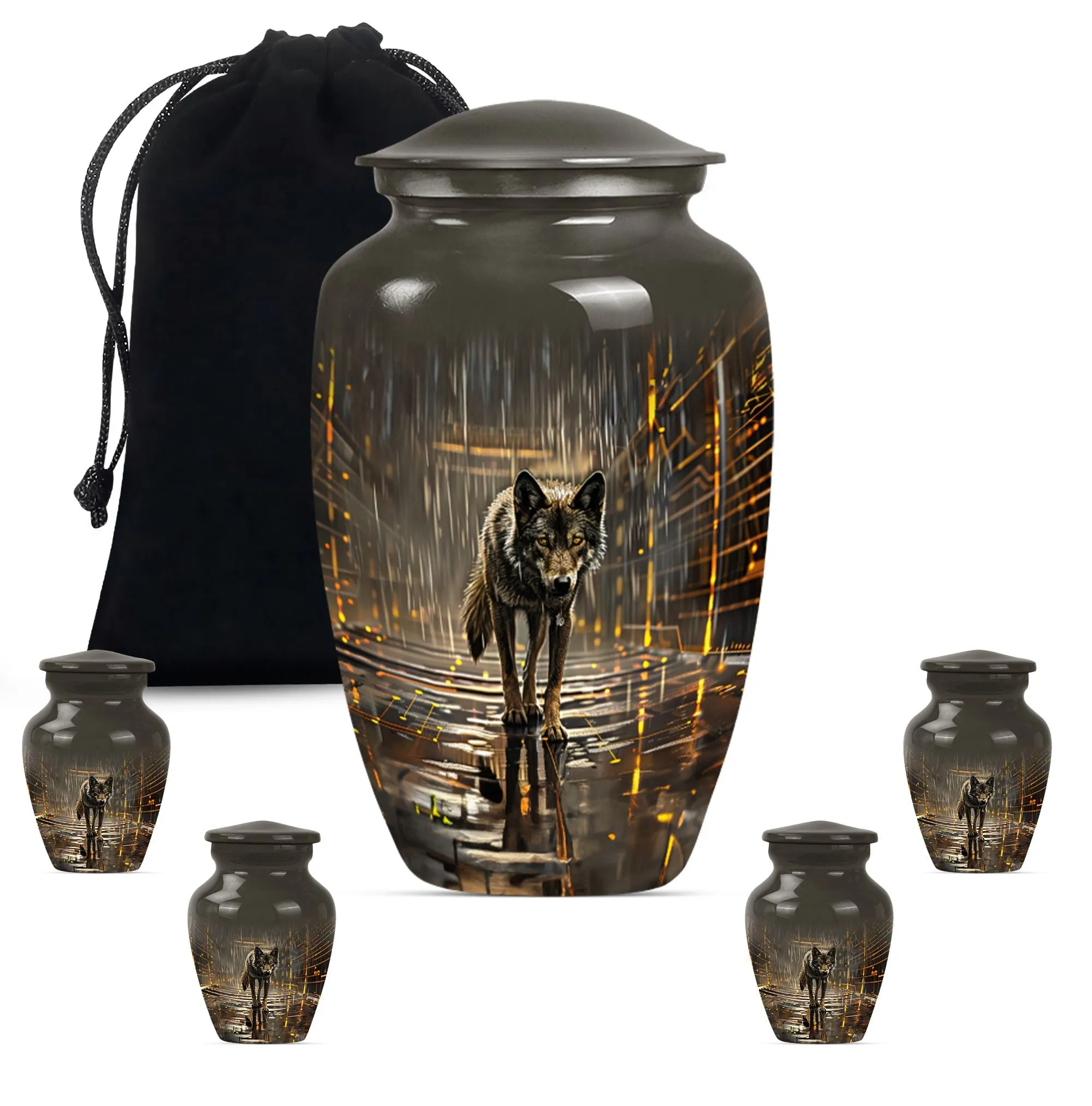 Wolf Themed Remnant Memorial - Premium Medium Cremation Urn