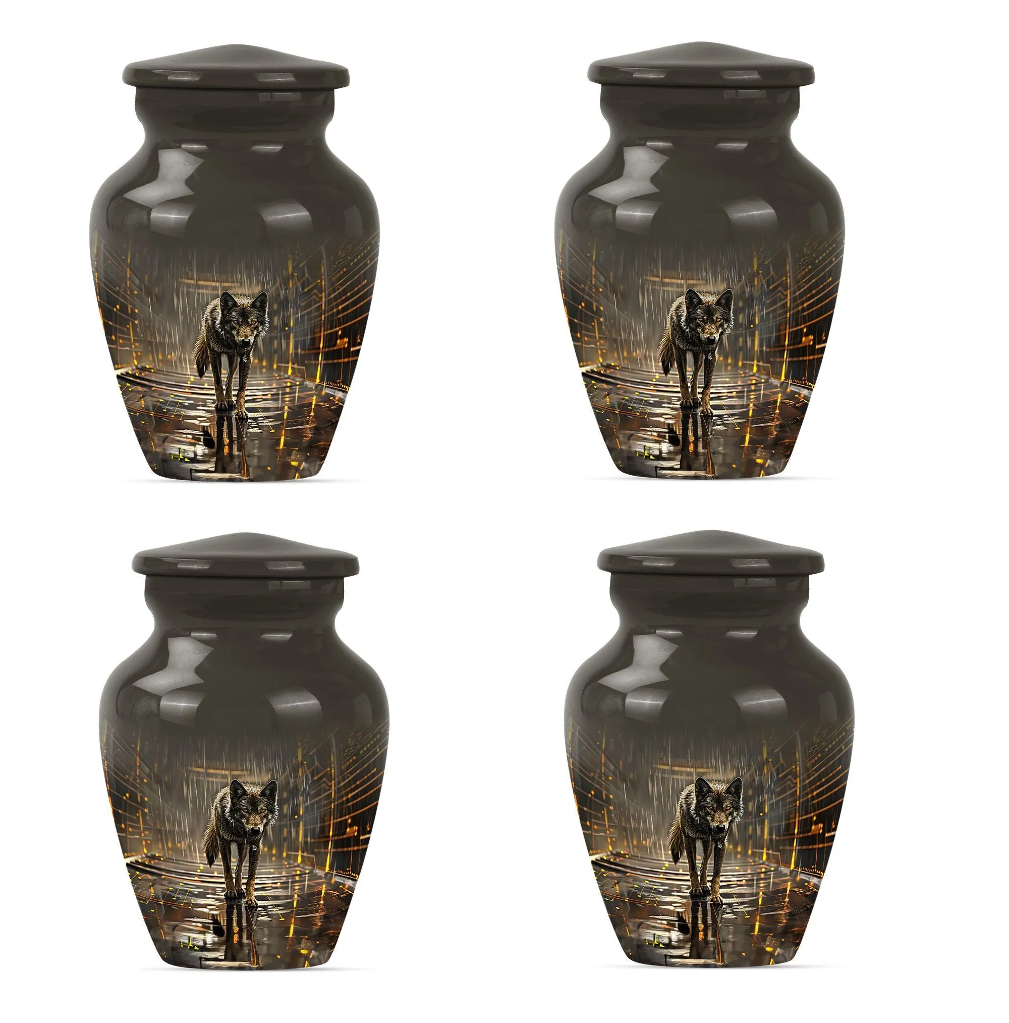 Wolf Themed Remnant Memorial - Premium Medium Cremation Urn