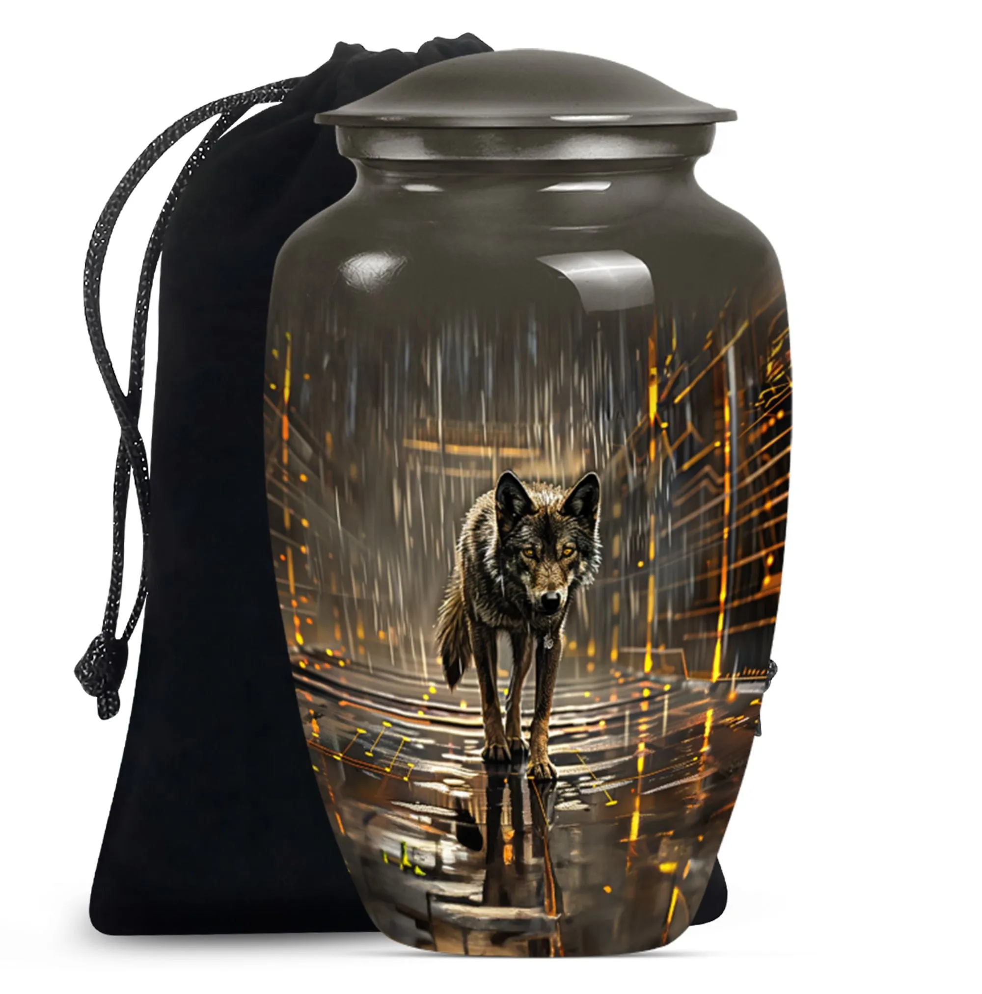 Wolf Themed Remnant Memorial - Premium Medium Cremation Urn