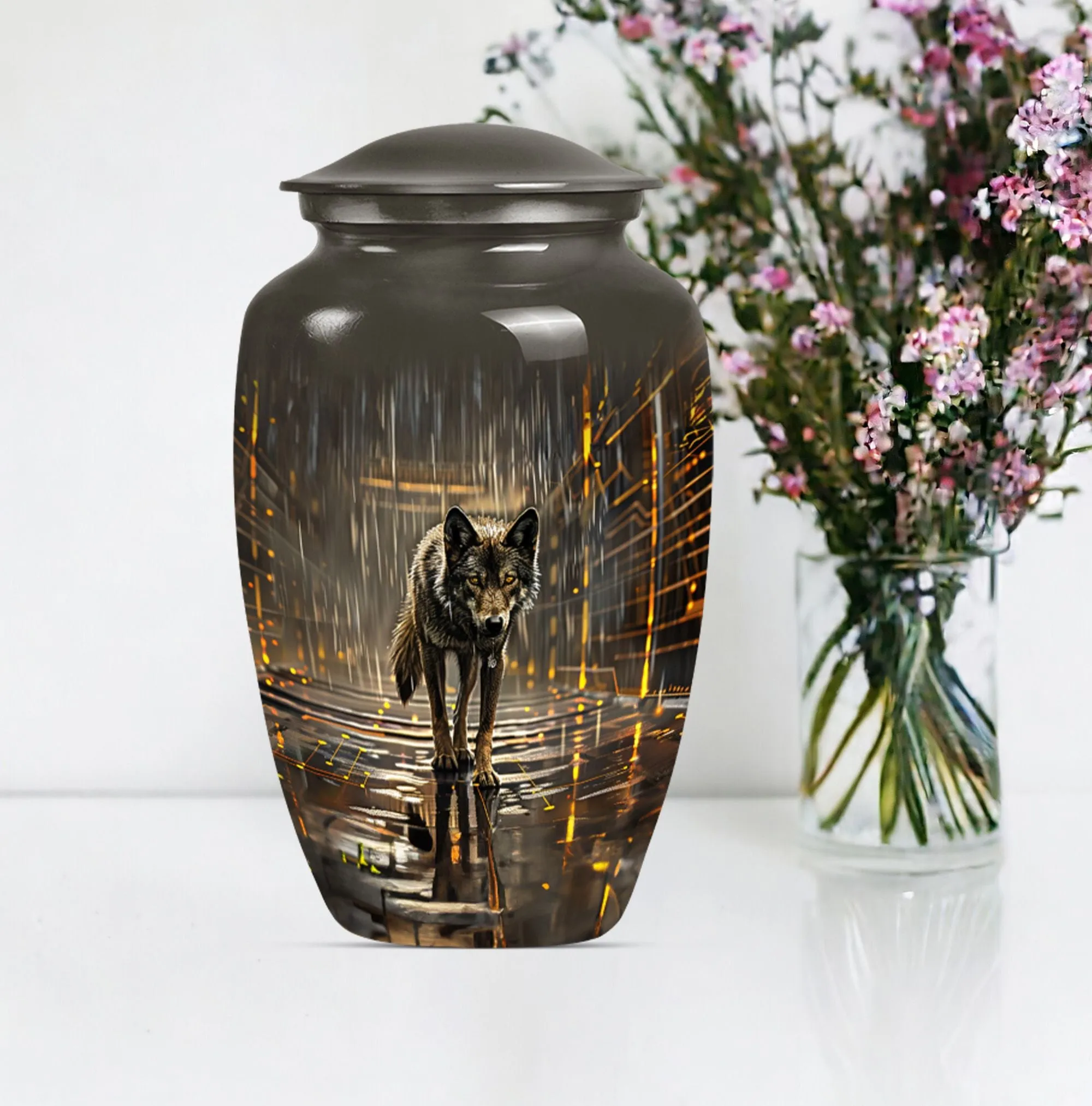 Wolf Themed Remnant Memorial - Premium Medium Cremation Urn